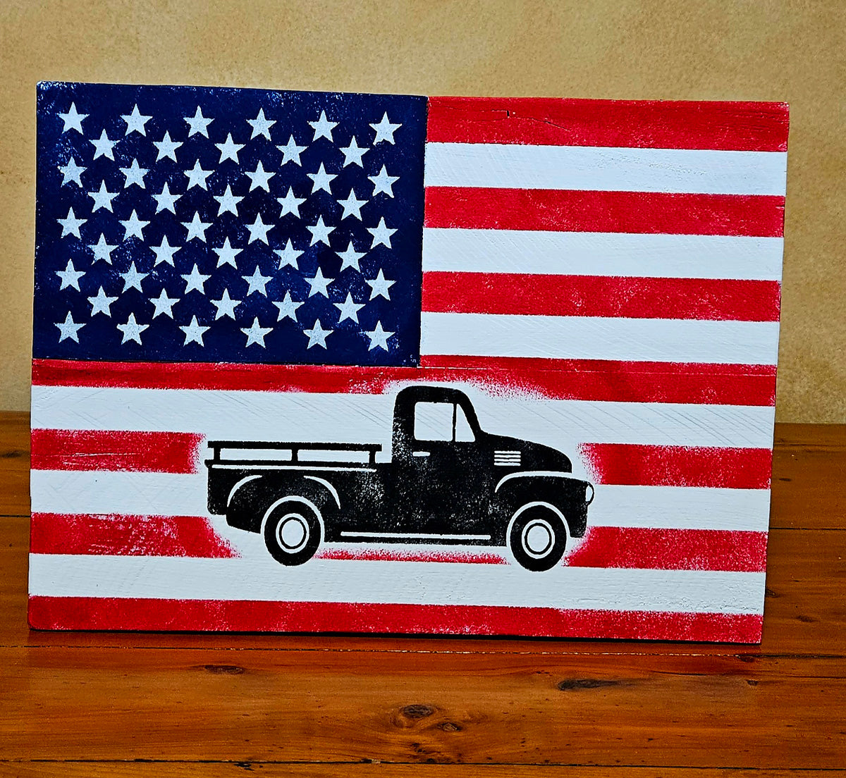 Distressed American Flag SIGN, Custom Wood Flag, Handmade Flag, Wooden Flag, Wood Flag, Rustic American Flag, United States Flag, Aged or NOT Aged - Superior Stencils