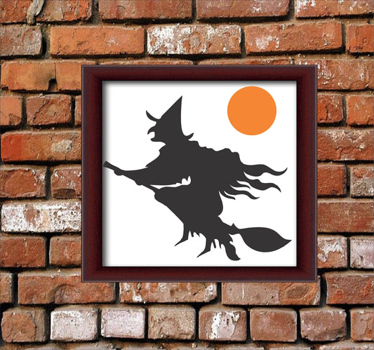 Halloween Stencils, Witch on Broom, Halloween Decor, Paint Halloween Signs