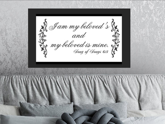 I am my Beloveds and my Beloved is Mine, Christian Sign Stencil, Master Bedroom