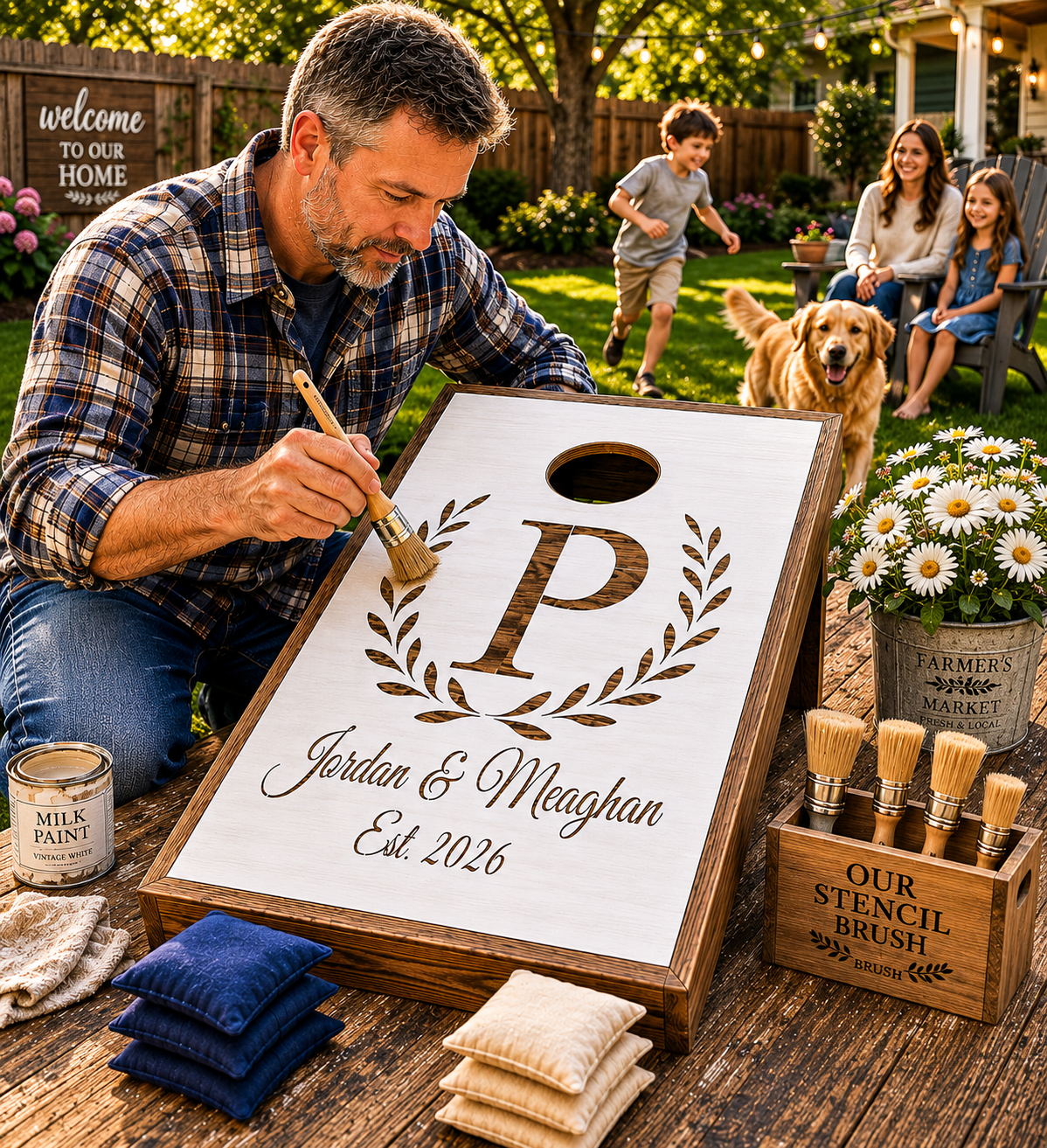 Custom Cornhole Board Stencil – Custom Stencils – Wedding Cornhole Boards