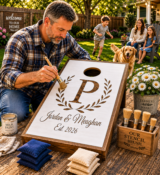Custom Cornhole Board Stencil – Custom Stencils – Wedding Cornhole Boards