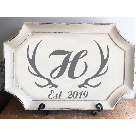 Custom Monogram Antler Stencil - Create Monogram Antler Sign