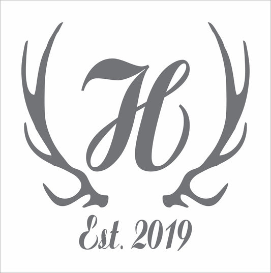 Custom Monogram Antler Stencil - Create Monogram Antler Sign