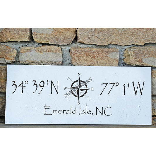 Custom Longitude and Latitude Sign Stencil, Paint Coordinates Sign