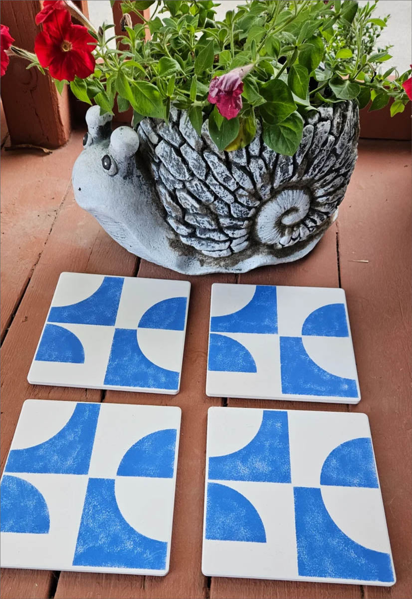 Moonscape Tile Stencils - Blue