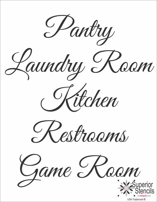Custom Stencil - Pantry Stencil - Laundry Stencil - Restroom Stencil - Game Room Stencil