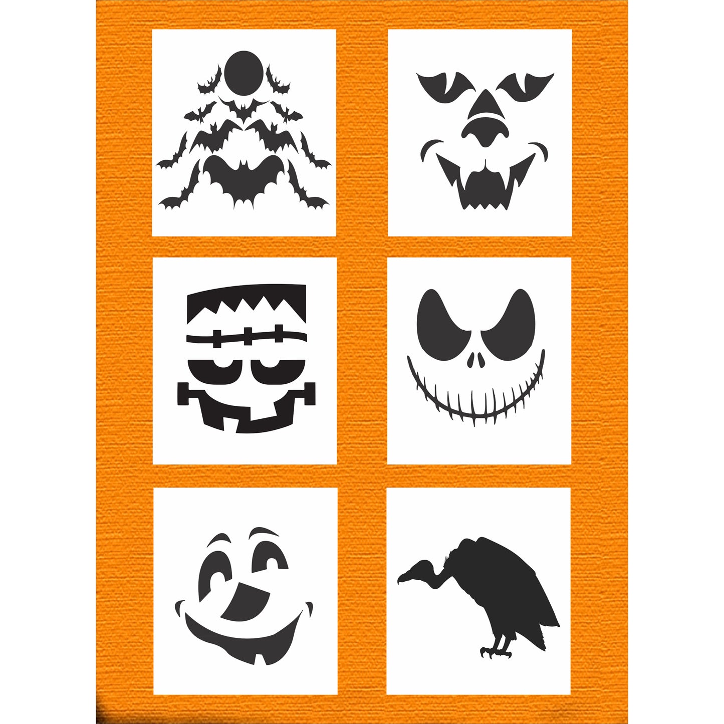 Halloween Stencils, Pumpkin Faces Stencils, Jack O Lantern Face Stencils, Set of 6