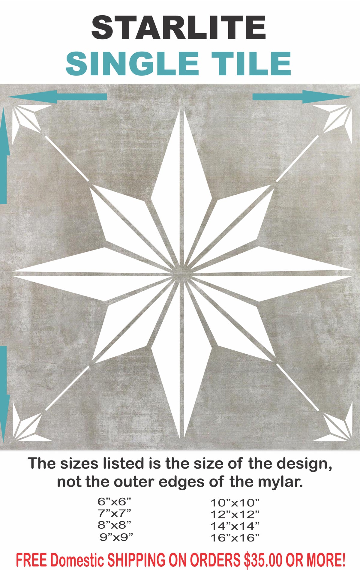 STARLITE Tile Stencil - Tile Stencils - Floor Stencils - Stair Riser Stencil - Backsplash Tile 3