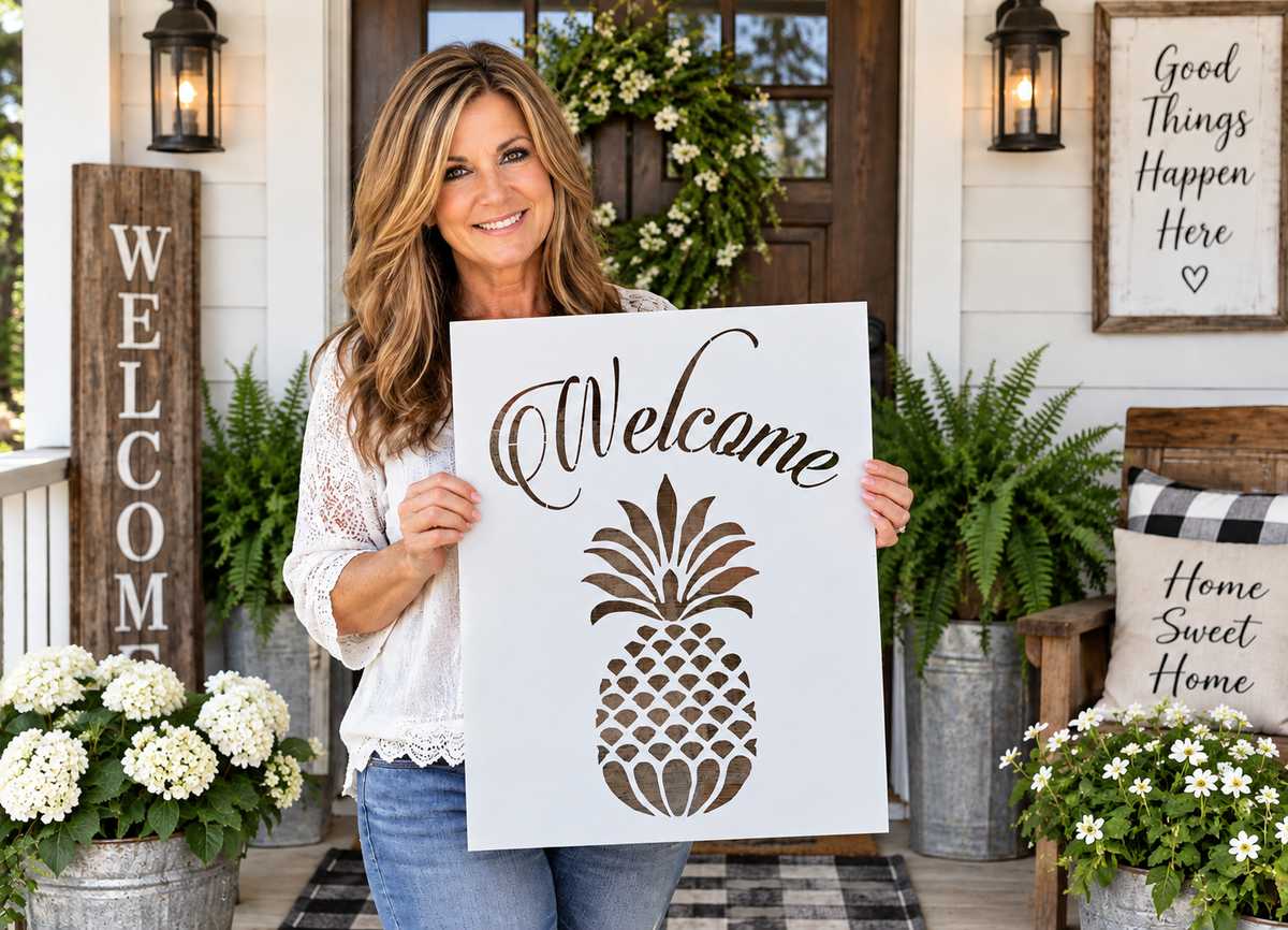 Pineapple Welcome Stencils - Welcome Sign Stencils