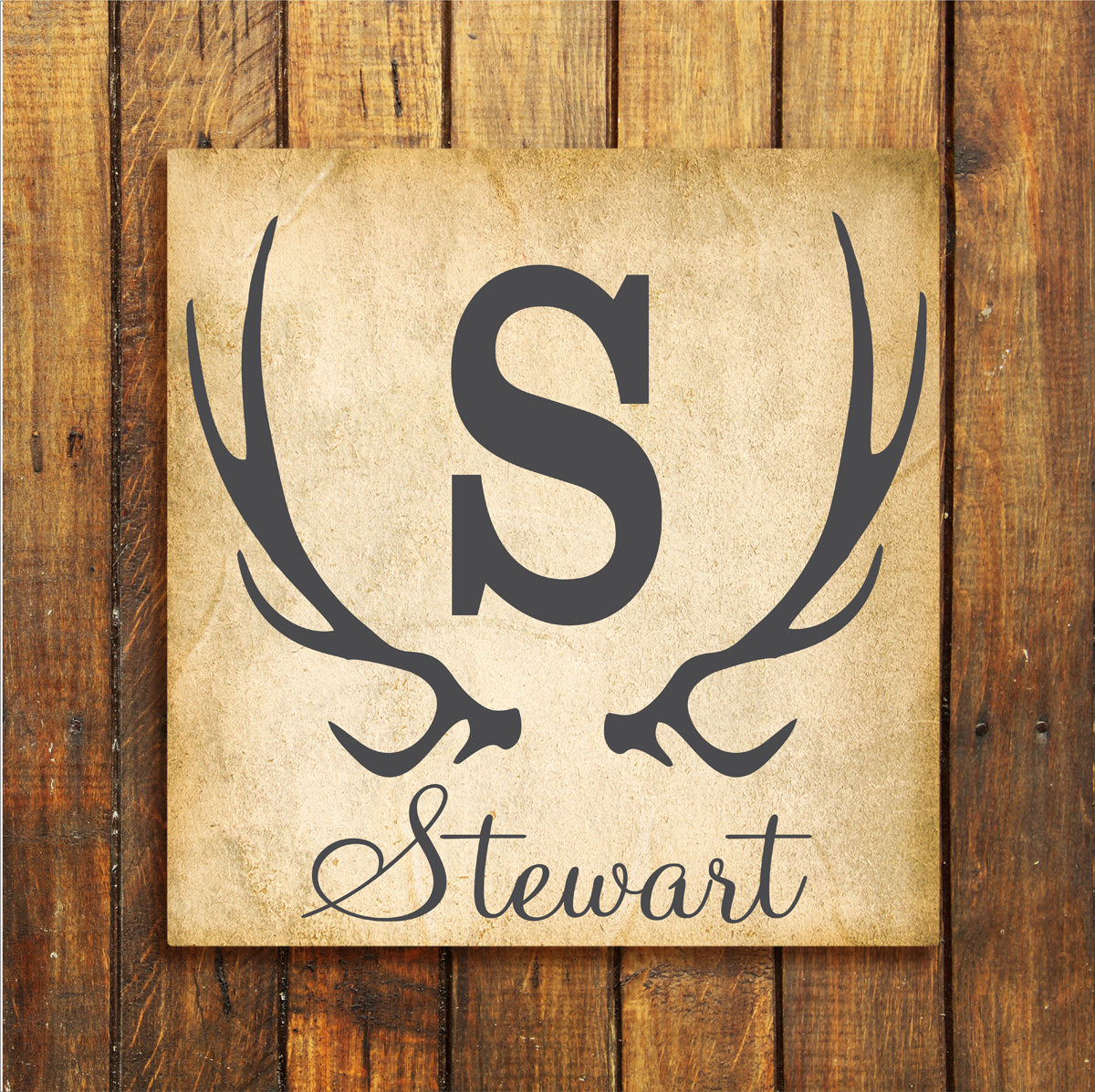 Custom Family Name Antler Stencil - Create Custom Signs - Custom Antler Sign