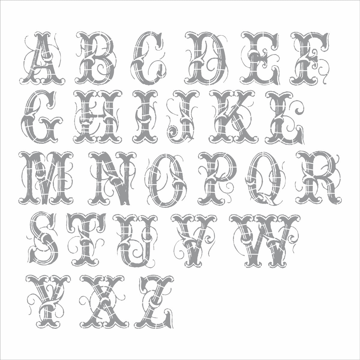 Fancy Monogram Alphabet Stencil - Monogram Extra Swirl Font | Superior ...