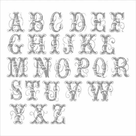 Fancy Monogram Alphabet Stencil - Monogram Extra Swirl Font - Superior Stencils