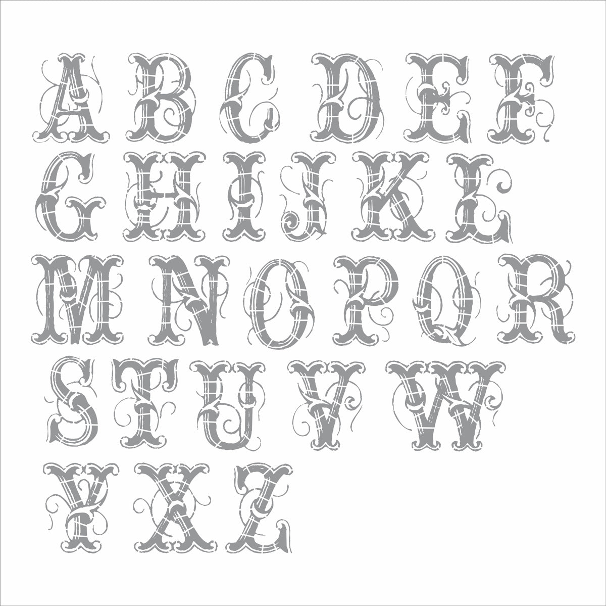 Sweetheart Swirl Monogram Alphabet Cookie Stencil Set