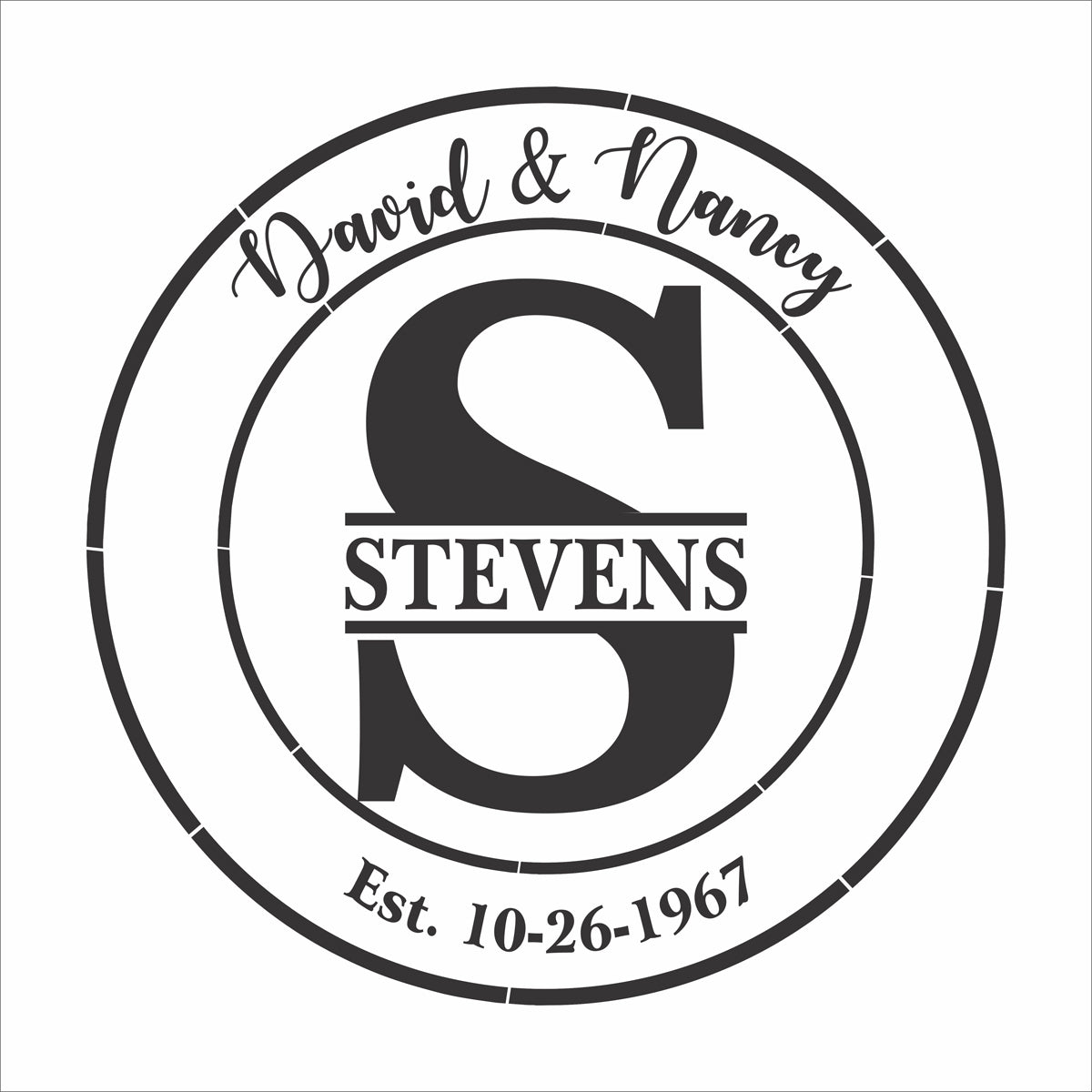 Custom Names and Date Stencil - Round Design - Superior Stencils