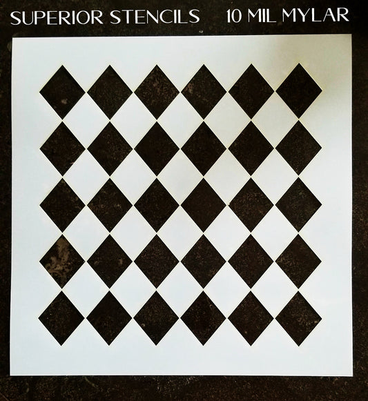 Harlequin Stencil - Diamond Stencil - Available in a Full Sheet or as a Harlequin Tile Stencil Strip - Superior Stencils