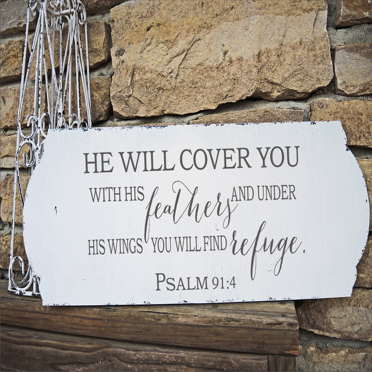 He will cover you in feathers Stencil - Psalm 91:4 - Superior Stencils