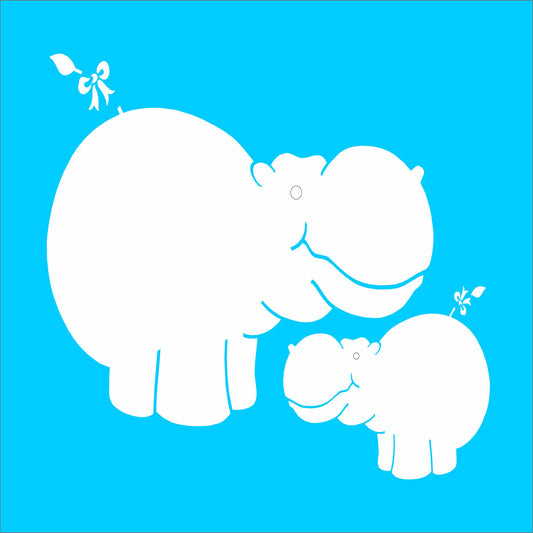 Momma  Hippo & Baby Hippo Stencil - Superior Stencils