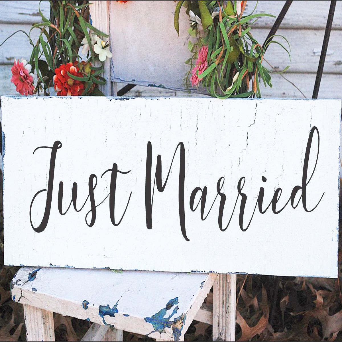 Just MARRIED Stencil - Wedding Sign - Superior Stencils