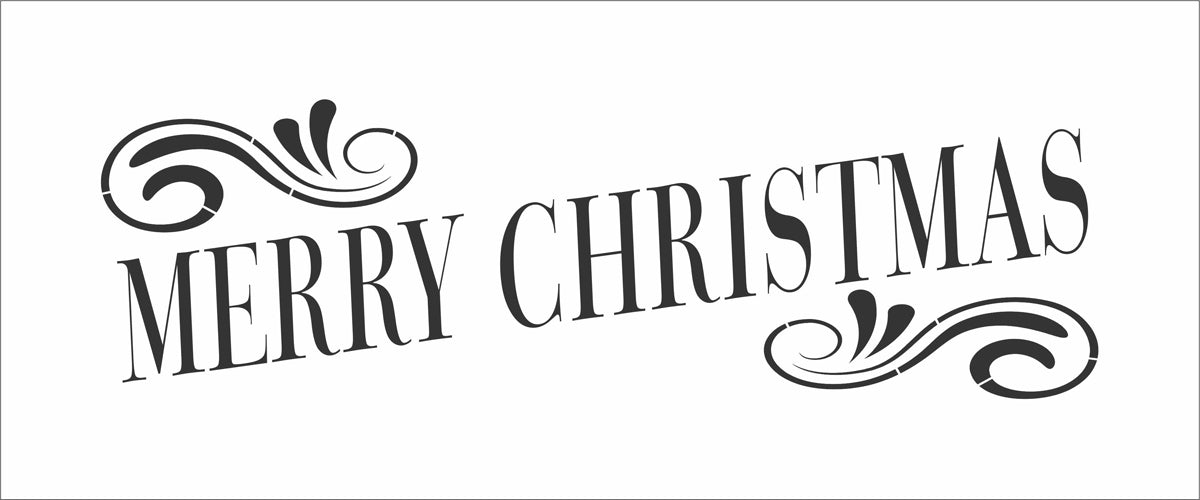 MERRY CHRISTMAS Stencil with swirls - Superior Stencils
