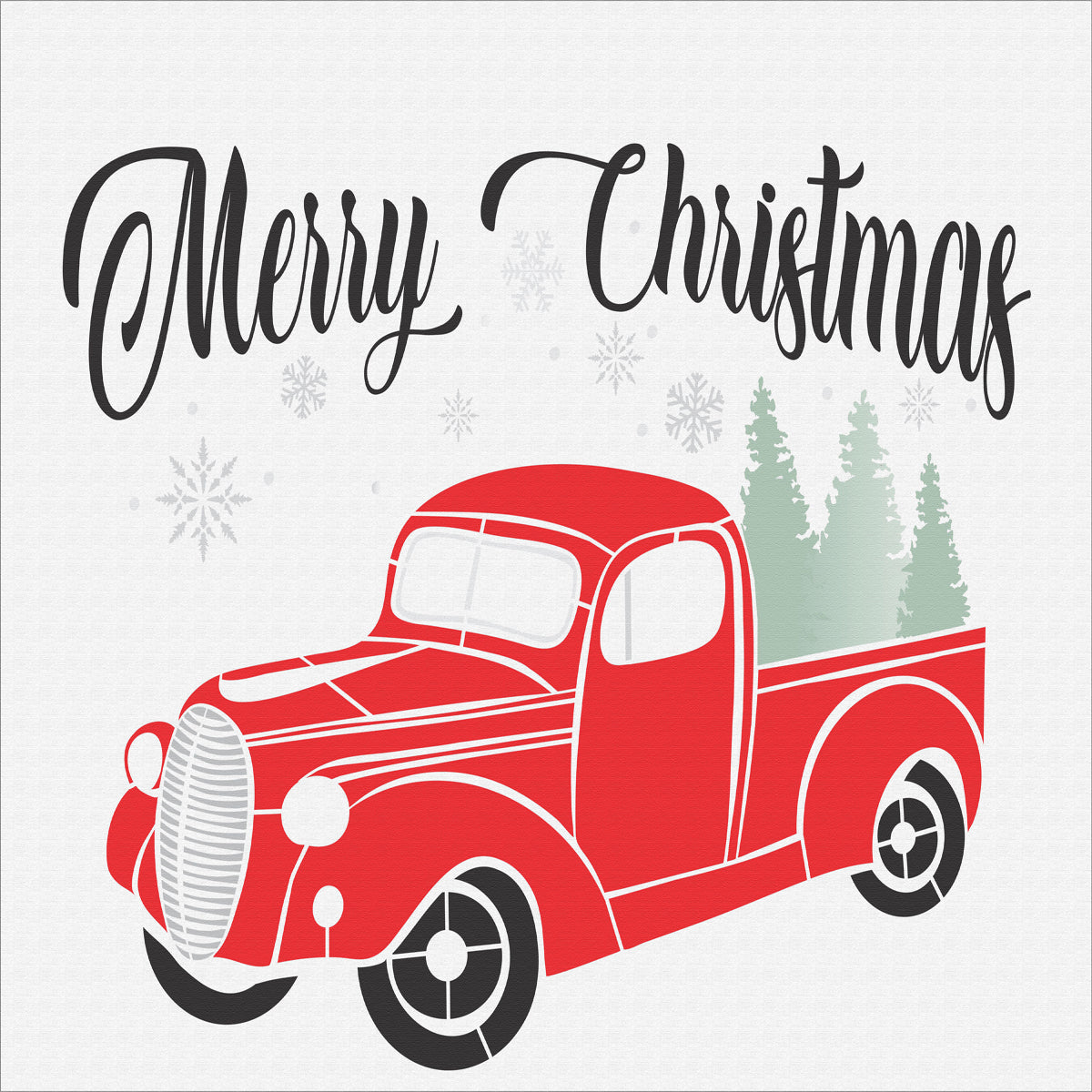 Merry Christmas Stencil with Old Truck - Superior Stencils