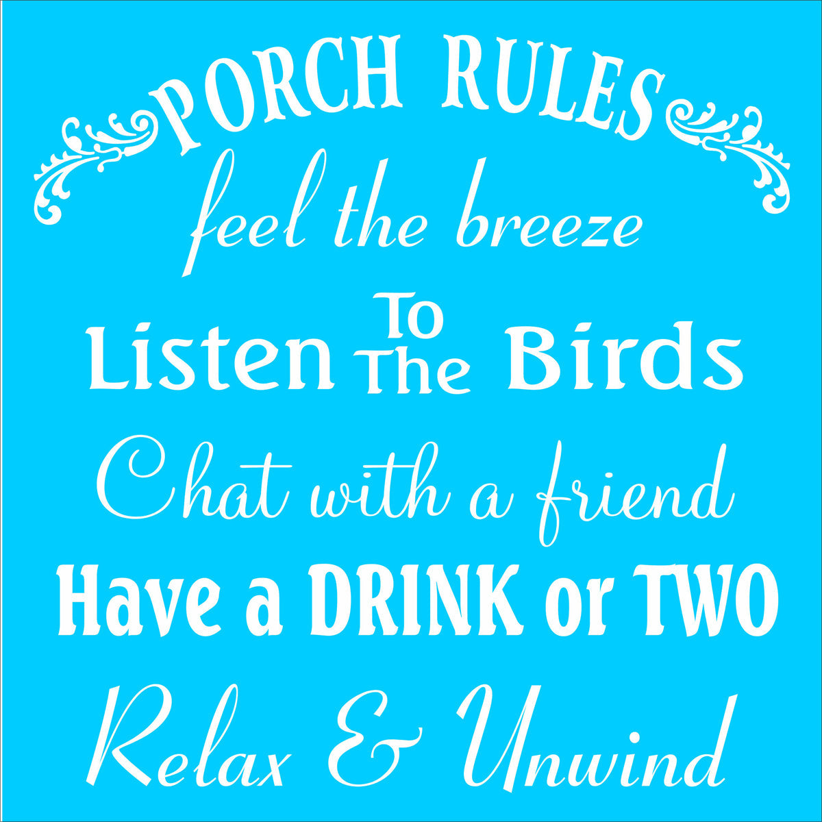 PORCH RULES Stencil - Superior Stencils