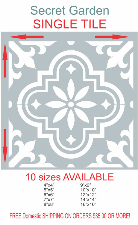 Secret Garden Tile Stencil - Superior Stencils