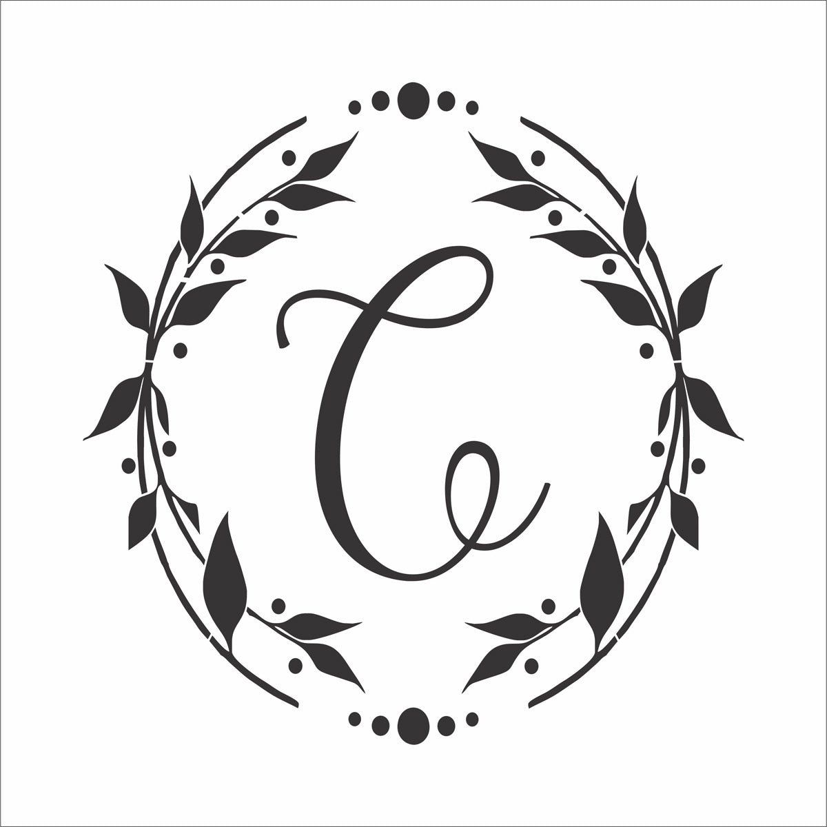 Custom Letter Monogram Wreath Stencil - Superior Stencils