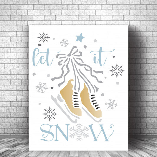 let it SNOW Stencil - with skates - Superior Stencils