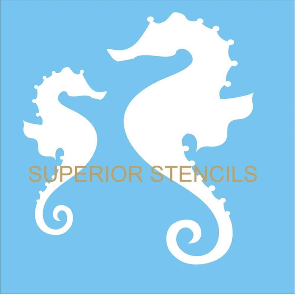 Mommy and Baby Seahorse Stencil - Superior Stencils