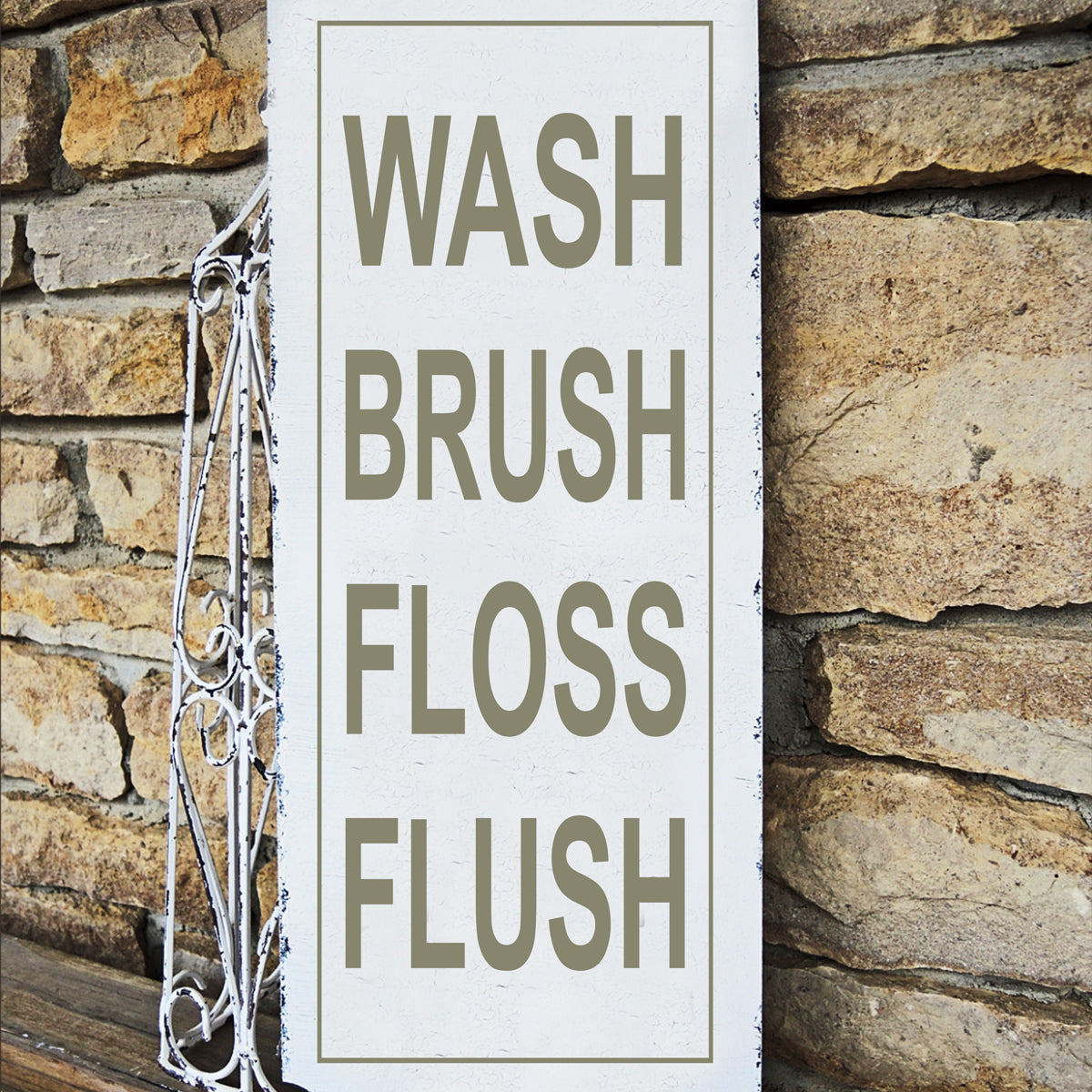 WASH BRUSH FLOSS FLUSH Stencil - Superior Stencils